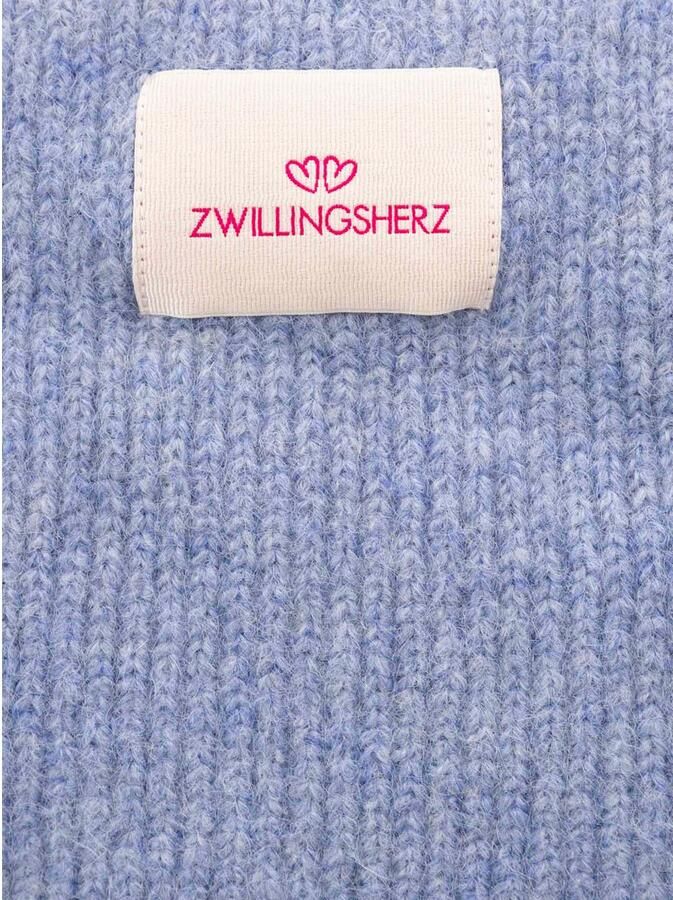 Zwillingsherz Gebreide sjaal Tweelinghart patch geribbeld met wol en patch - Foto 1