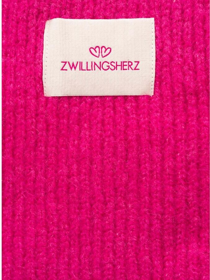 Zwillingsherz Gebreide sjaal Tweelinghart patch geribbeld met wol en patch