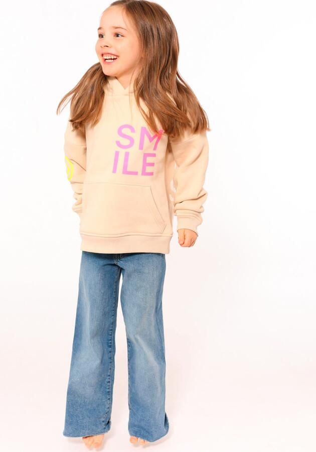 Zwillingsherz Hoodie Alissa-Kids met "smile"-opdruk in neonkleur en geborduurde smiley - Foto 9
