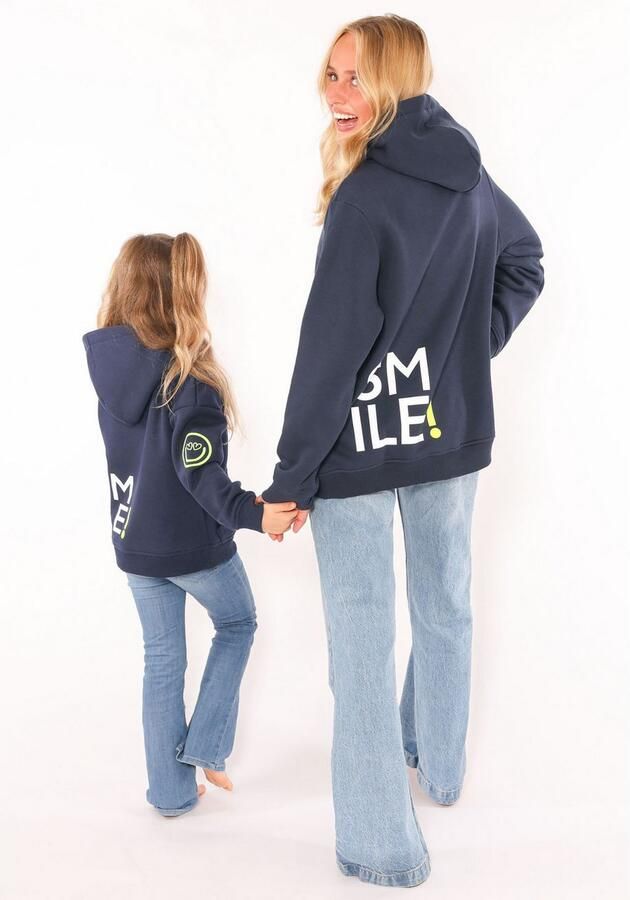 Zwillingsherz Hoodie Alissa-Kids met "smile"-opdruk in neonkleur en geborduurde smiley - Foto 8