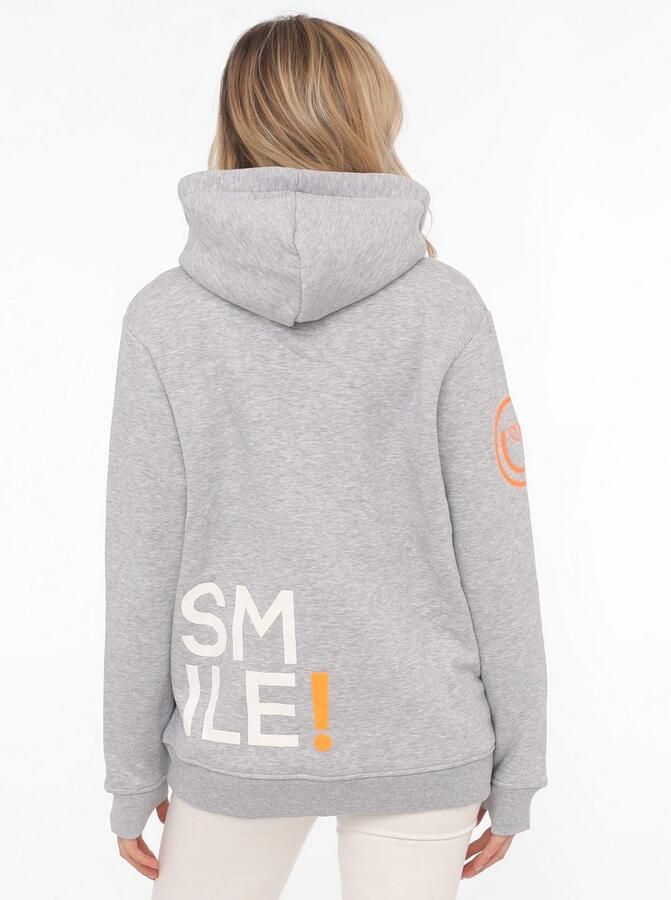 Zwillingsherz Hoodie Alissa Lange mouw capuchon neon-details trekkoord print aan de voorkant kangoeroezak - Foto 2