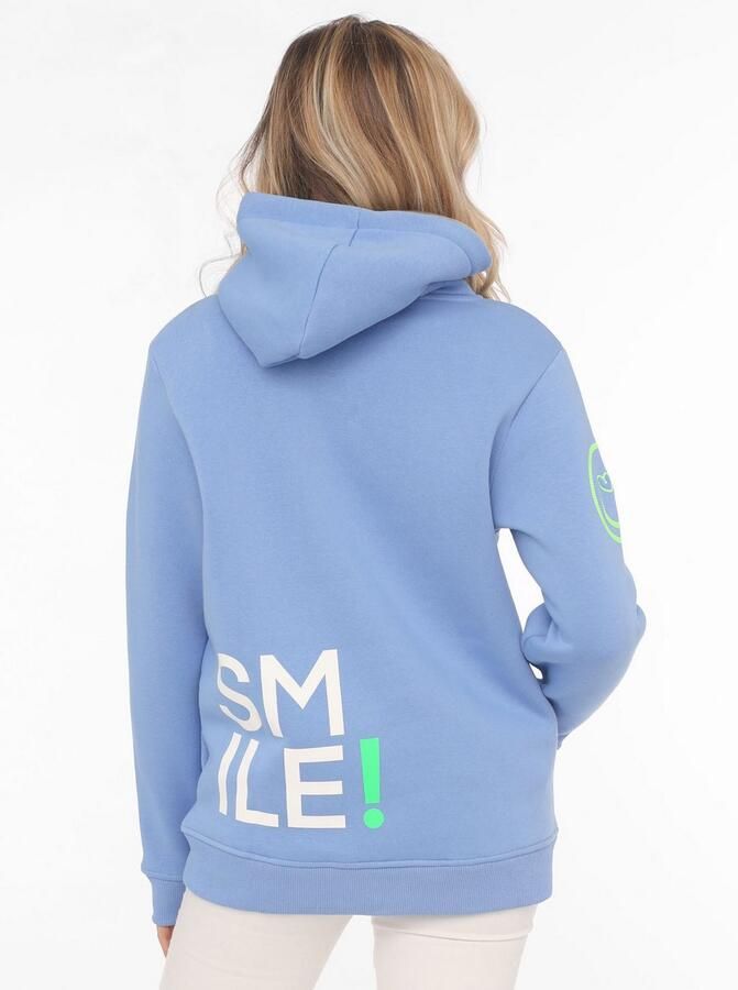 Zwillingsherz Hoodie Alissa Lange mouw capuchon neon-details trekkoord print aan de voorkant kangoeroezak - Foto 2