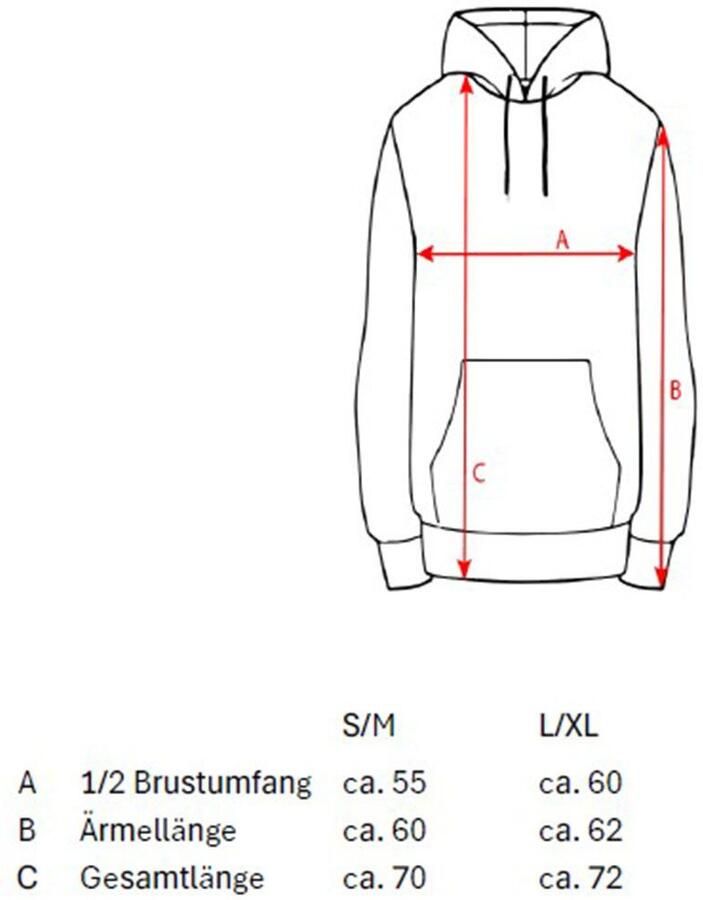 Zwillingsherz Hoodie Alissa Lange mouw capuchon neon-details trekkoord print aan de voorkant kangoeroezak