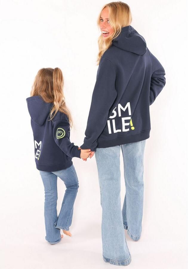 Zwillingsherz Hoodie Alissa Lange mouw capuchon neon-details trekkoord print aan de voorkant kangoeroezak - Foto 6