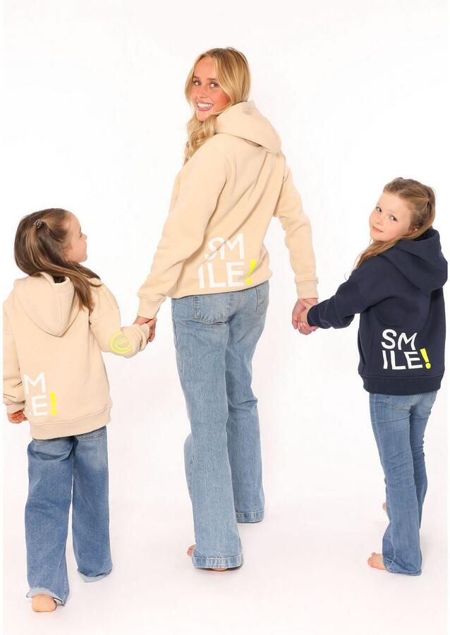 Zwillingsherz Hoodie Alissa Lange mouw capuchon neon-details trekkoord print aan de voorkant kangoeroezak - Foto 3