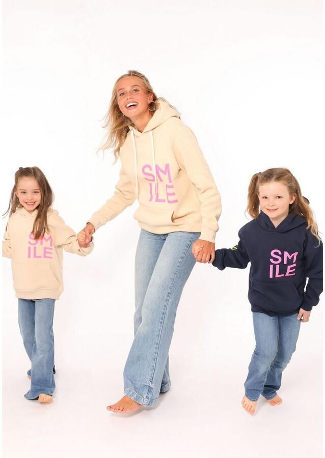 Zwillingsherz Hoodie Alissa Lange mouw capuchon neon-details trekkoord print aan de voorkant kangoeroezak - Foto 4
