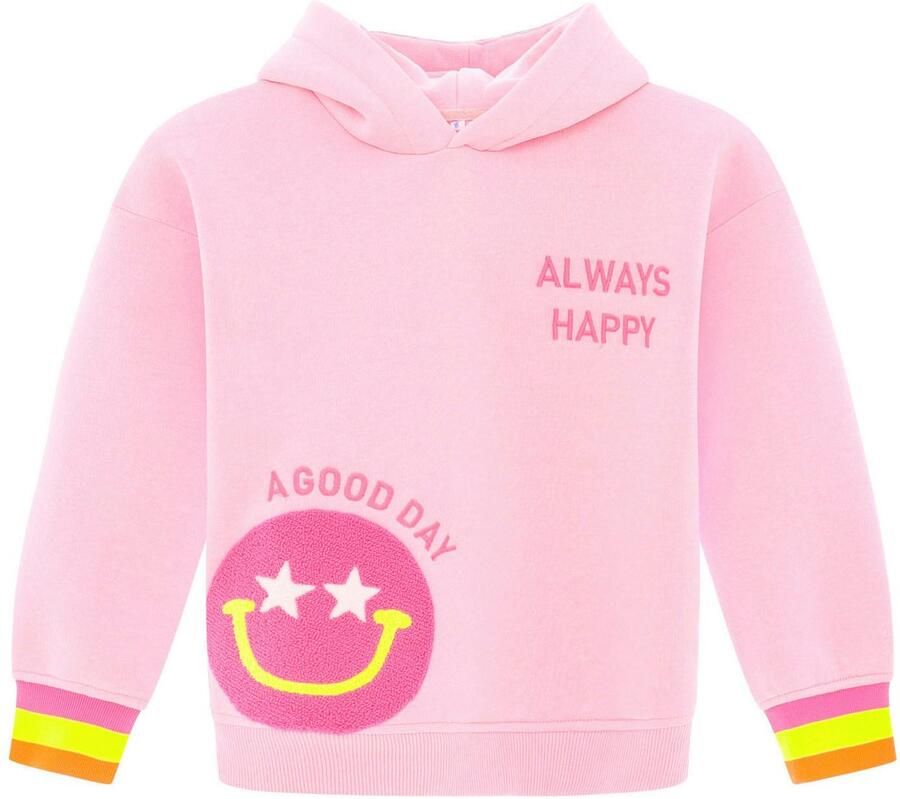 Zwillingsherz Hoodie Always Happy Kids met grote smiley en neonkleurige details - Foto 2