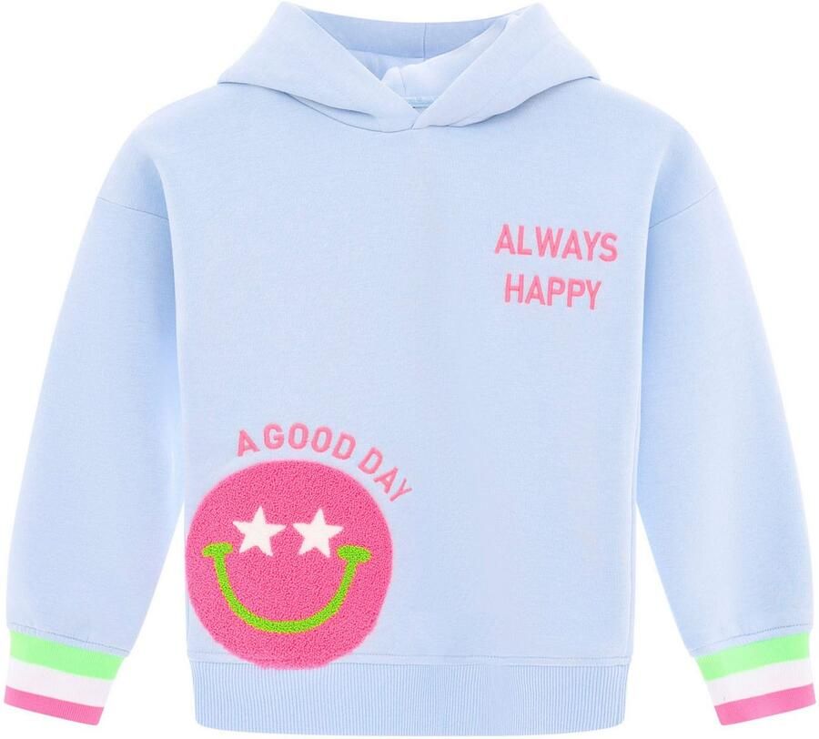 Zwillingsherz Hoodie Always Happy Kids met grote smiley en neonkleurige details - Foto 2
