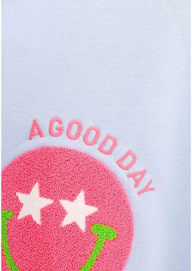 Zwillingsherz Hoodie Always Happy Kids met grote smiley en neonkleurige details - Foto 3