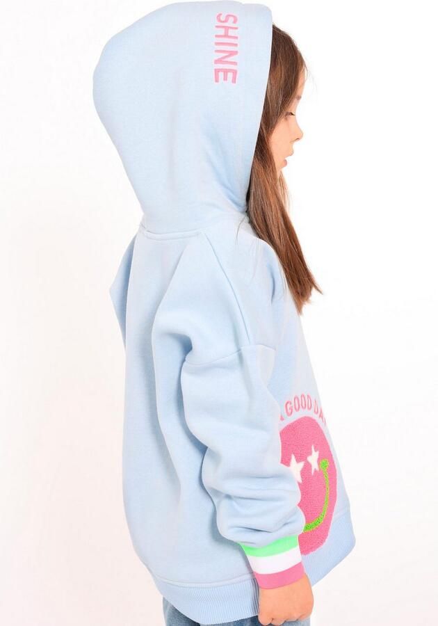 Zwillingsherz Hoodie Always Happy Kids met grote smiley en neonkleurige details - Foto 6