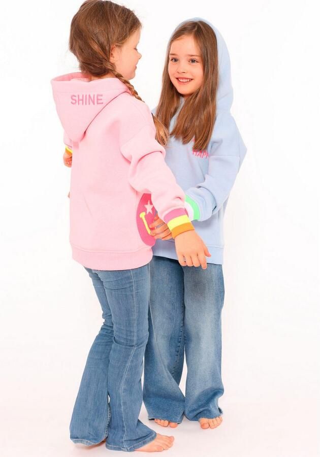 Zwillingsherz Hoodie Always Happy Kids met grote smiley en neonkleurige details - Foto 7