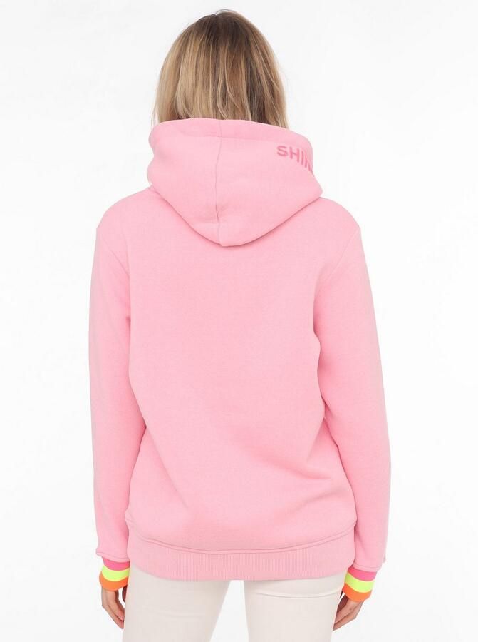 Zwillingsherz Hoodie Always Happy Smiley van badstof neon-details capuchon lange mouw - Foto 2
