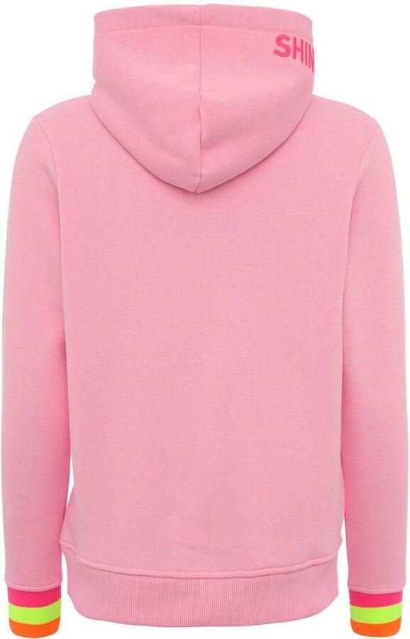 Zwillingsherz Hoodie Always Happy Smiley van badstof neon-details capuchon lange mouw - Foto 8