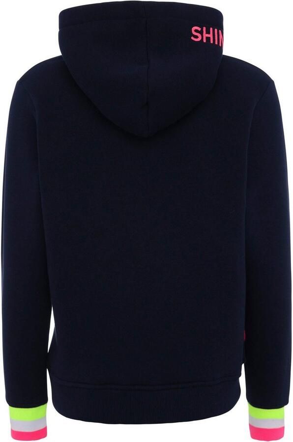 Zwillingsherz Hoodie Always Happy Smiley van badstof neon-details capuchon lange mouw - Foto 4