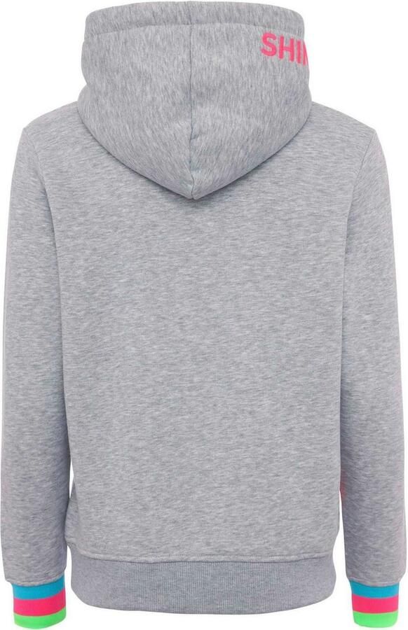 Zwillingsherz Hoodie Always Happy Smiley van badstof neon-details capuchon lange mouw - Foto 4