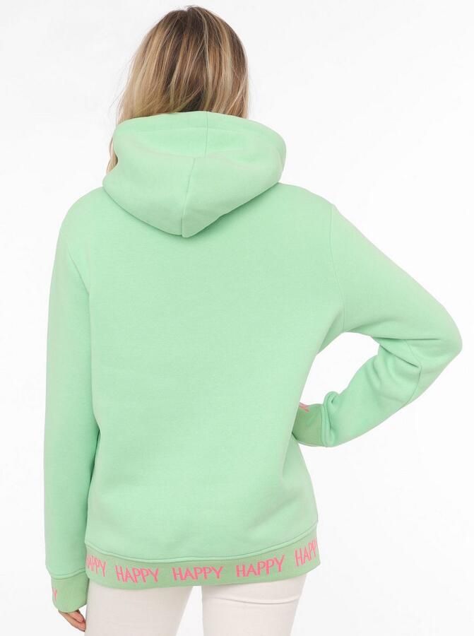 Zwillingsherz Hoodie Always Positive Capuchon borduurwerk zak aan de voorkant manchetten-belettering lange mouw - Foto 3