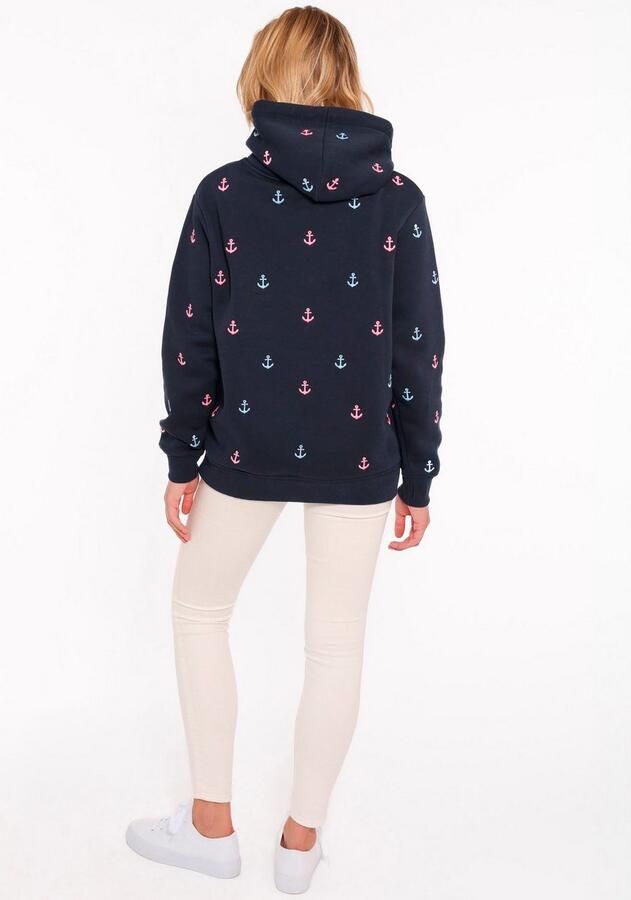 Zwillingsherz Hoodie Anker met geborduurde ankers en frontzak - Foto 4