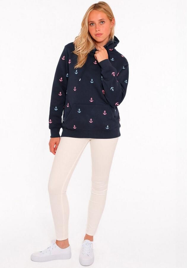 Zwillingsherz Hoodie Anker met geborduurde ankers en frontzak - Foto 3