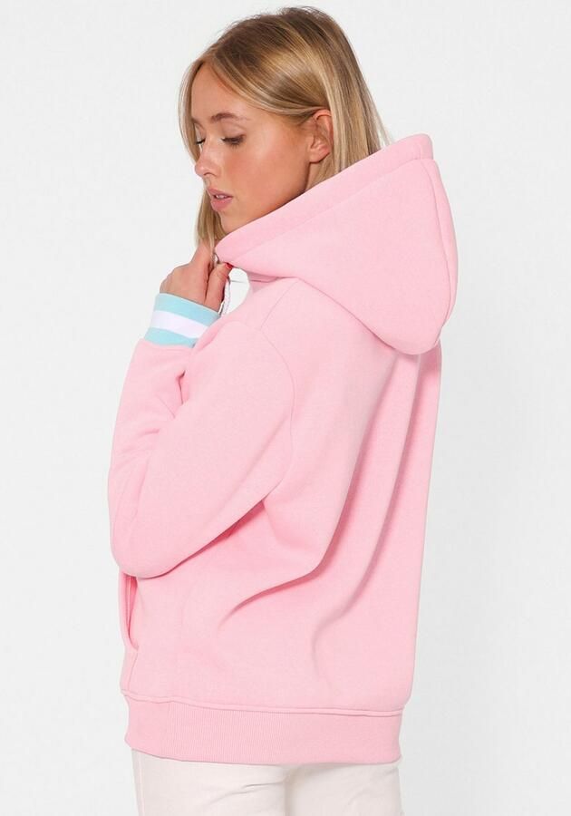 Zwillingsherz Hoodie Gelukkig aan zee met pailletten capuchon en contrasterende boorden - Foto 4