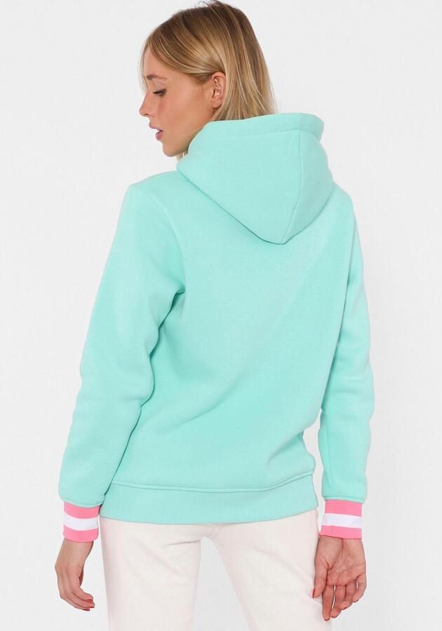Zwillingsherz Hoodie Gelukkig aan zee met pailletten capuchon en contrasterende boorden - Foto 4