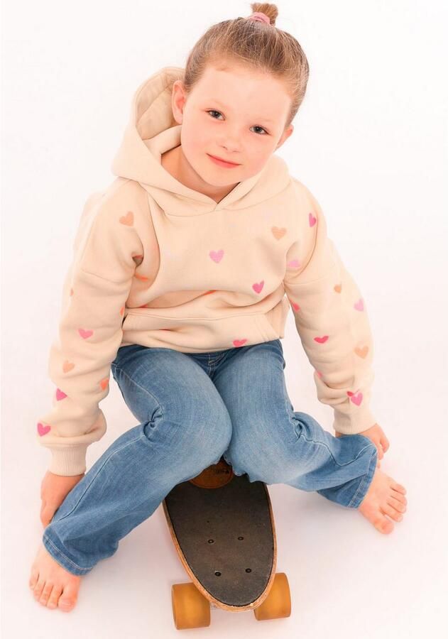 Zwillingsherz Hoodie Hearts Kids met geborduurde harten allover voor meisjes - Foto 3
