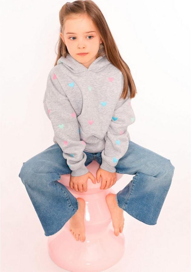 Zwillingsherz Hoodie Hearts Kids met geborduurde harten allover voor meisjes - Foto 5