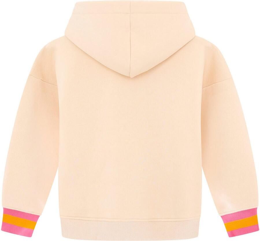 Zwillingsherz Hoodie Jovanna Kids met "smile more"-borduursel en neonkleurige armboorden