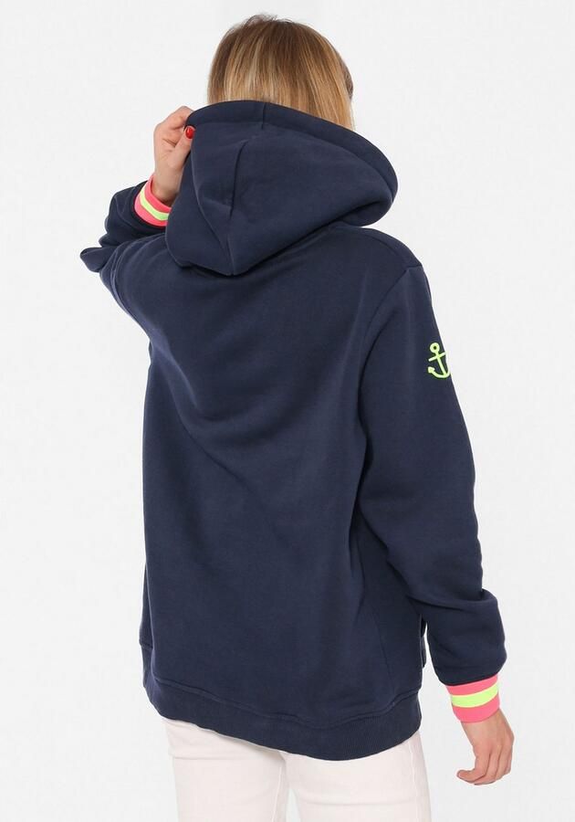 Zwillingsherz Hoodie Lange mouw capuchon neon-details trekkoord print aan de voorkant kangoeroezak - Foto 5