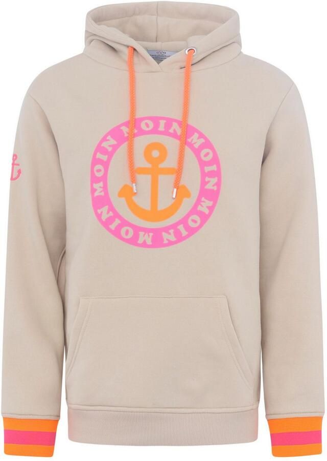Zwillingsherz Hoodie Lange mouw capuchon neon-details trekkoord print aan de voorkant kangoeroezak - Foto 4