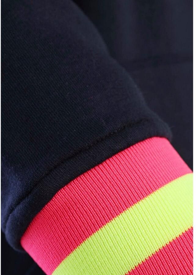 Zwillingsherz Hoodie Lange mouw capuchon neon-details trekkoord print aan de voorkant kangoeroezak - Foto 2