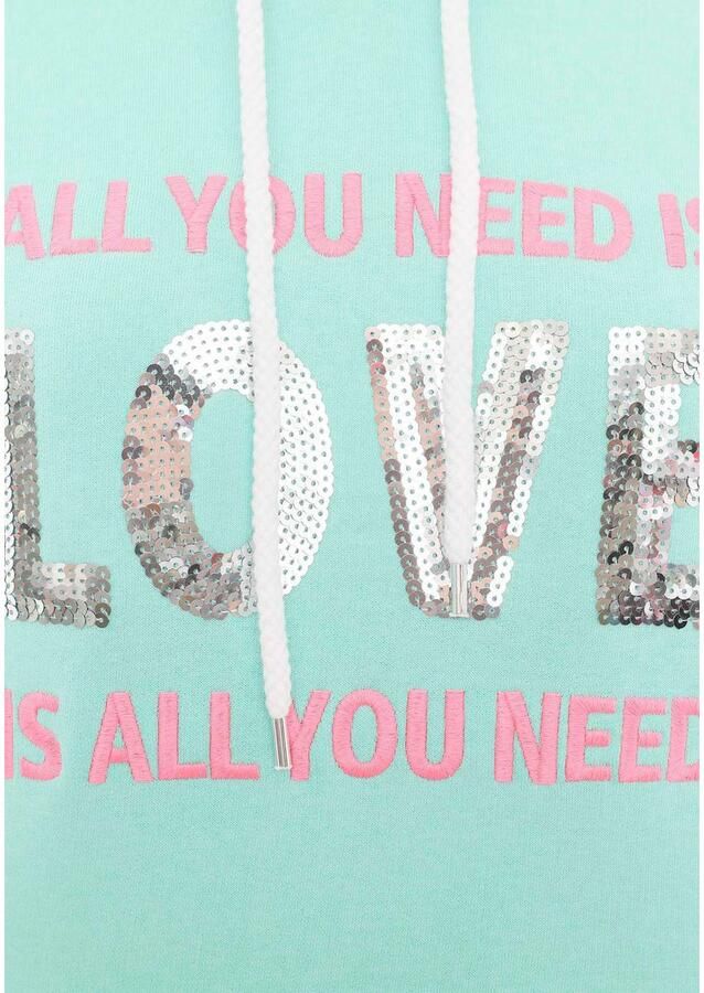 Zwillingsherz Hoodie Love is all you need ZH Paillettenhartjes op de rug - Foto 3