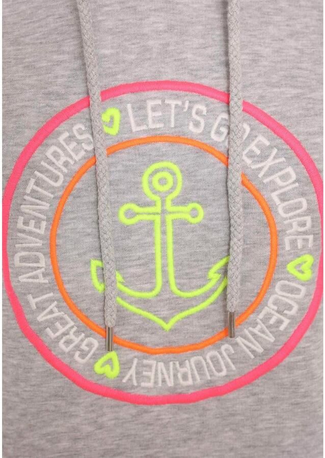 Zwillingsherz Hoodie met ankerborduursel en neonkleurige details - Foto 2