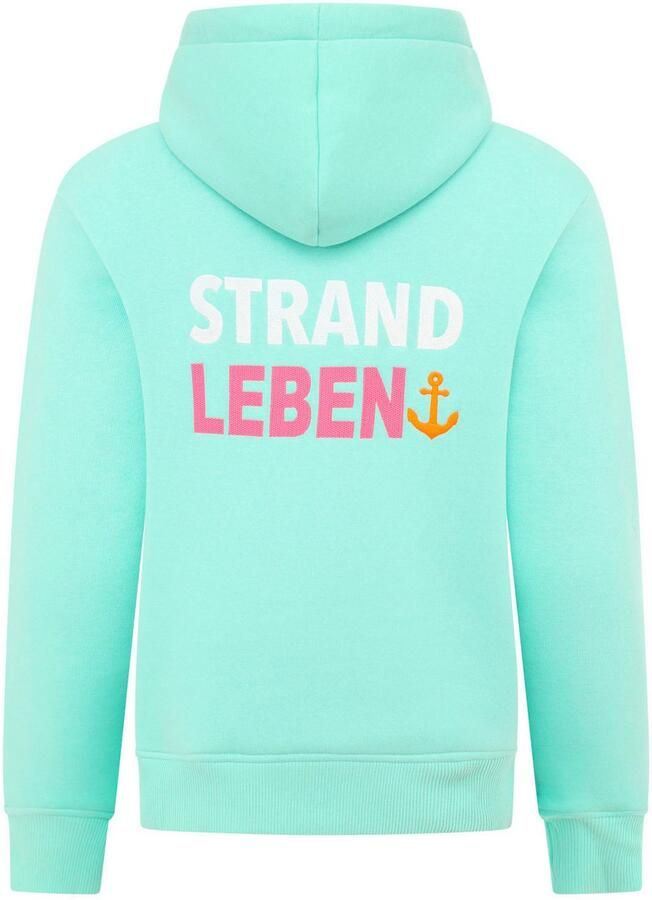 Zwillingsherz Hoodie Mijn Thuis met geborduurd "strand"-schrift op de voorkant en achterkant - Foto 4