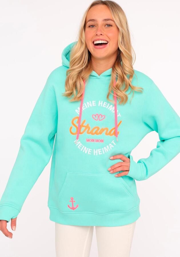 Zwillingsherz Hoodie Mijn Thuis met geborduurd "strand"-schrift op de voorkant en achterkant - Foto 3