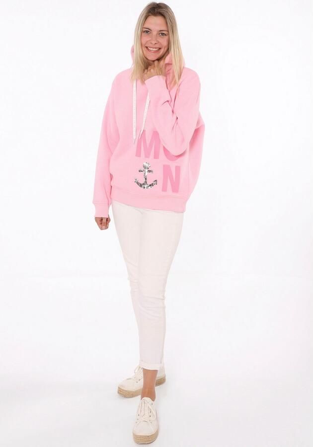 Zwillingsherz Hoodie Paillette MOIN met paillettenanker en geborduurd opschrift - Foto 5