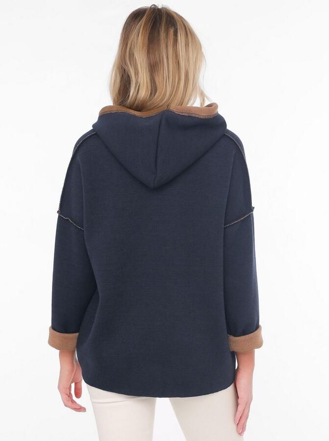 Zwillingsherz Hoodie Positive Mind Capuchon 3 4 mouw tonale belettering aan de voorkant trekkoord - Foto 2