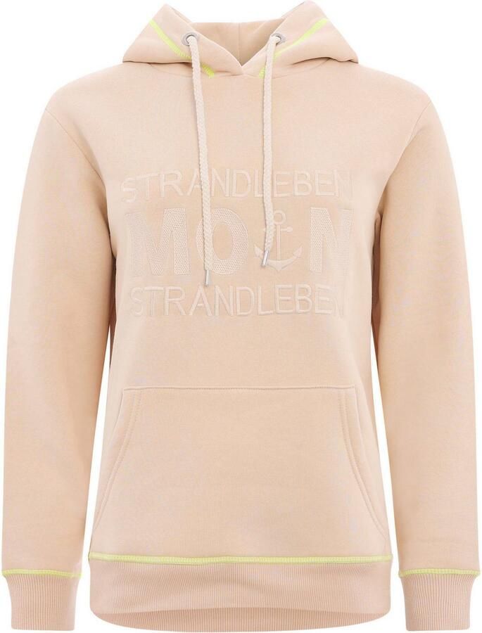 Zwillingsherz Hoodie Strandleven Moin met geborduurd schrift en neonkleurige accenten - Foto 2