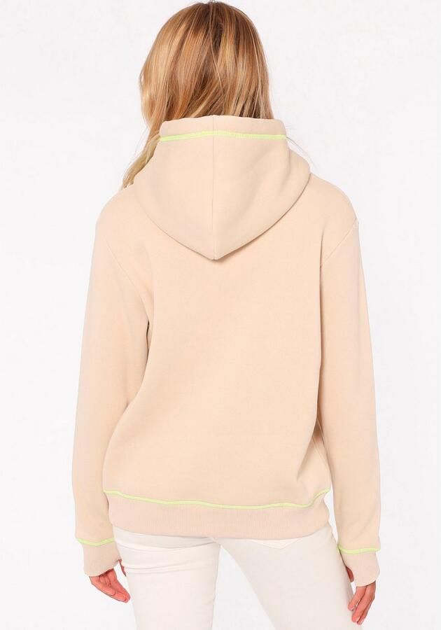 Zwillingsherz Hoodie Strandleven Moin met geborduurd schrift en neonkleurige accenten - Foto 3