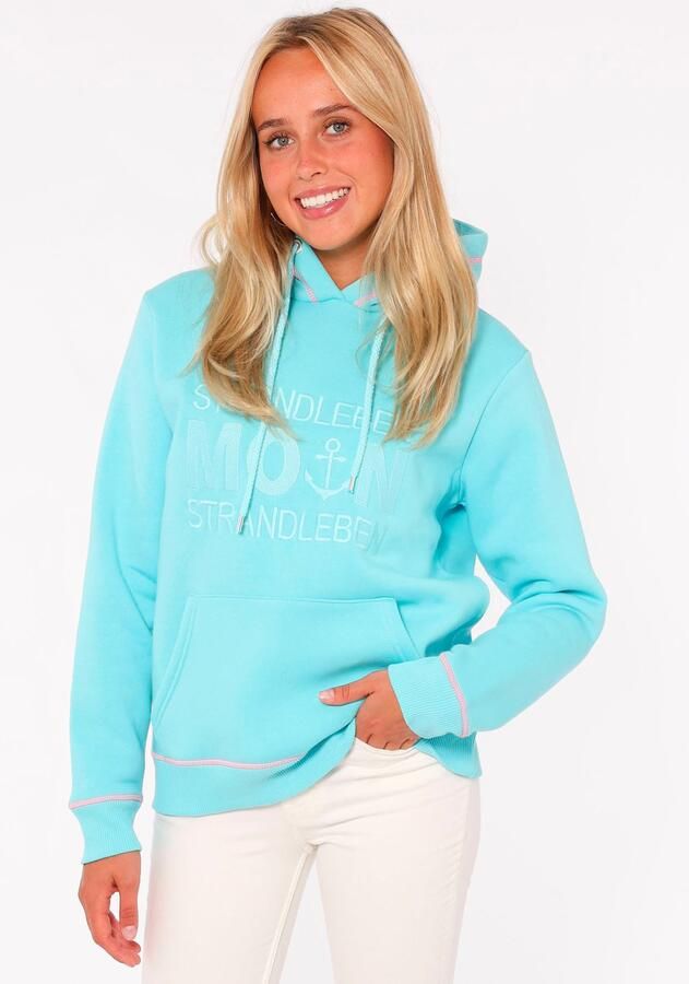 Zwillingsherz Hoodie Strandleven Moin met geborduurd schrift en neonkleurige accenten - Foto 6