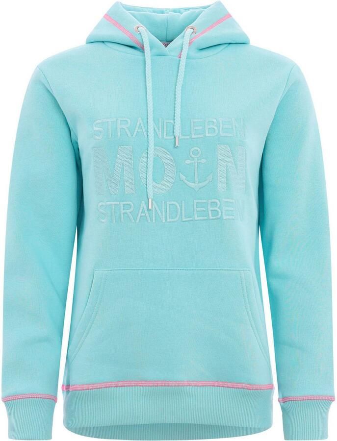 Zwillingsherz Hoodie Strandleven Moin met geborduurd schrift en neonkleurige accenten - Foto 2