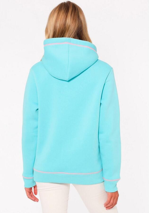 Zwillingsherz Hoodie Strandleven Moin met geborduurd schrift en neonkleurige accenten - Foto 5