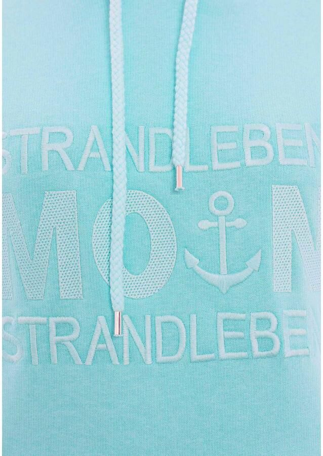 Zwillingsherz Hoodie Strandleven Moin met geborduurd schrift en neonkleurige accenten - Foto 4