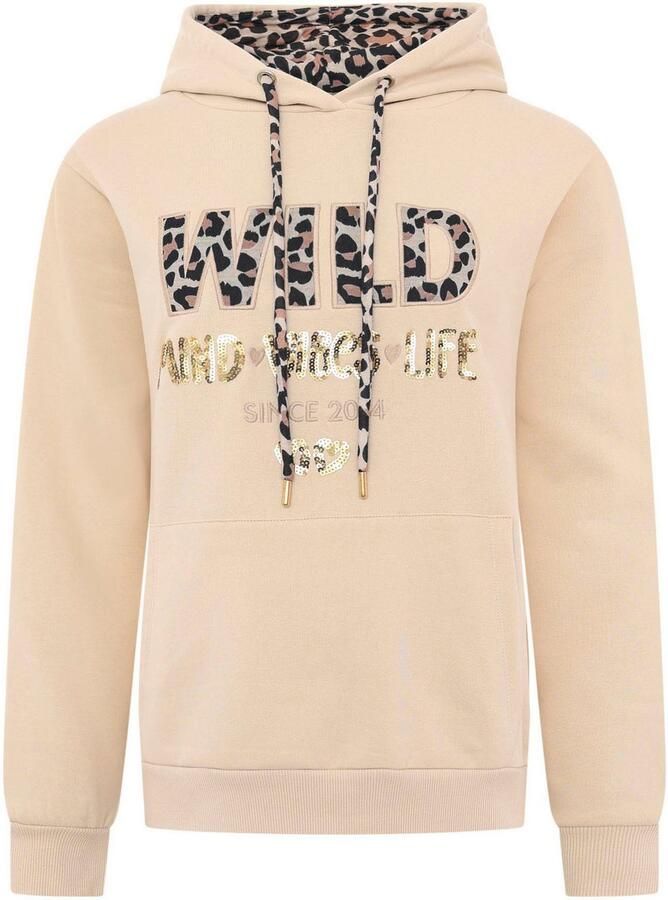 Zwillingsherz Hoodie Wild Free met pailletten koord en binnenkant van de capuchon in -look - Foto 5