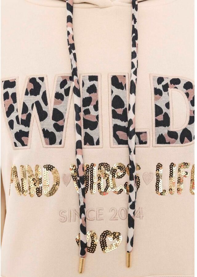 Zwillingsherz Hoodie Wild Free met pailletten koord en binnenkant van de capuchon in -look - Foto 6
