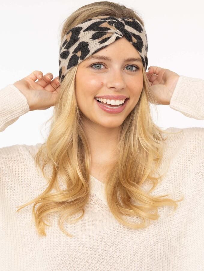 Zwillingsherz Hoofdband Luipaard met leomuster en knoop