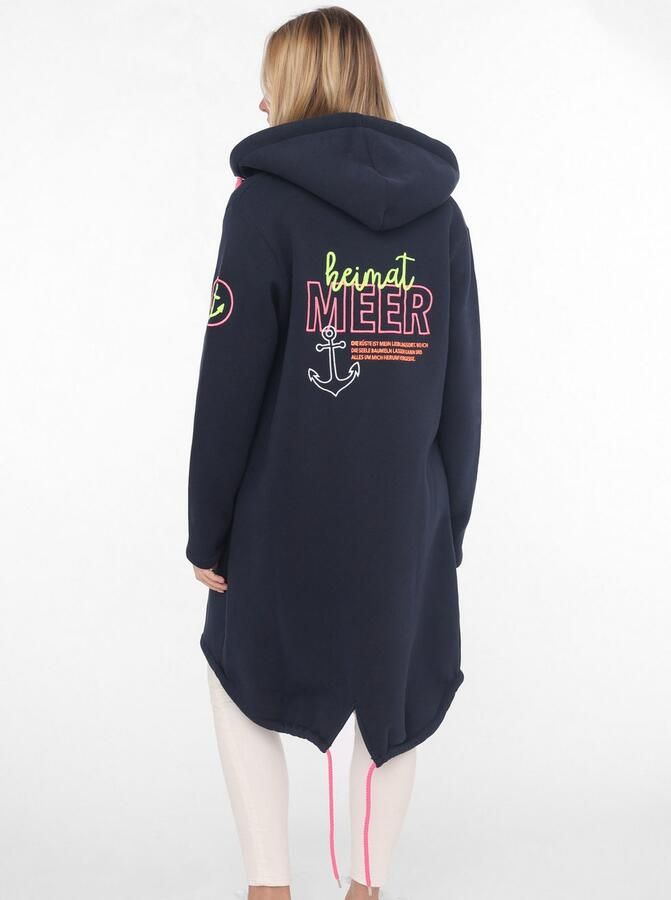 Zwillingsherz Jersey jas Capuchon regular fit lange mouw neon-details ritssluiting borduurwerk - Foto 2