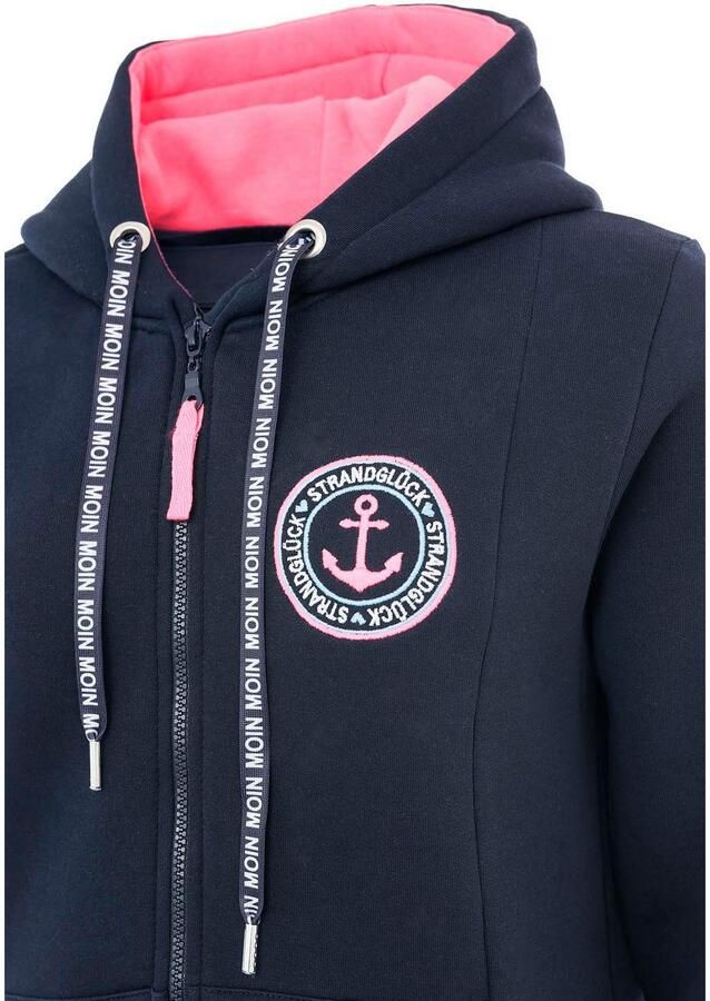Zwillingsherz Jersey jas Kust Zee Moin Met capuchon zakken voor- en achterprint kust zee moin