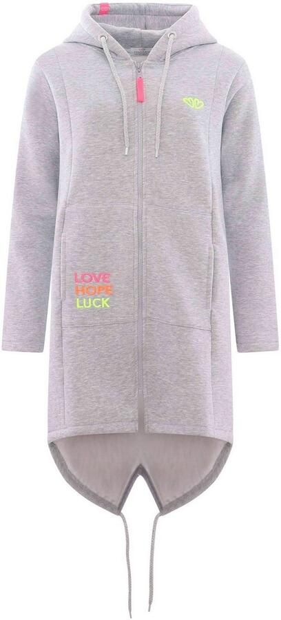 Zwillingsherz Jersey jas Regular Fit lange mouw capuchon ritssluiting neon-borduursel - Foto 3