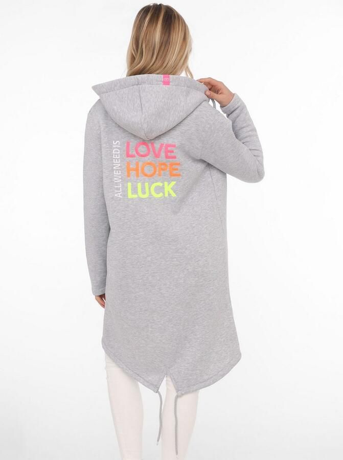 Zwillingsherz Jersey jas Regular Fit lange mouw capuchon ritssluiting neon-borduursel - Foto 2