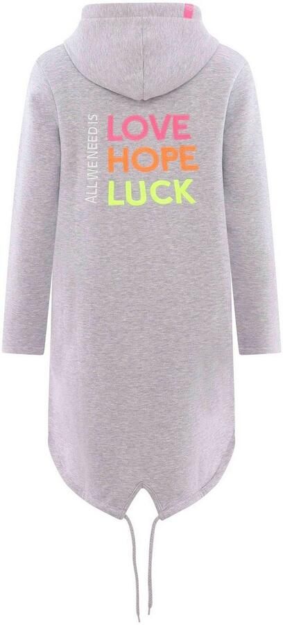 Zwillingsherz Jersey jas Regular Fit lange mouw capuchon ritssluiting neon-borduursel - Foto 4